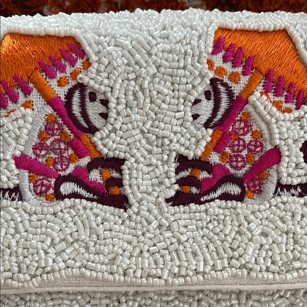 Embroidered Cream Clutch by Lisi Lerch - Picture 2 of 6